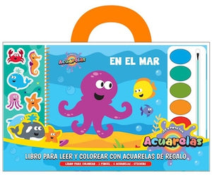 En el mar (Libro para colorear, incluye acuarelas)