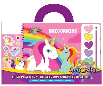 Unicornios (Libro para colorear, incluye acuarelas)